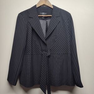 Midnight Velvet Blazer Jacket Women Plus Size 16 Black Stripes Careerwear Office